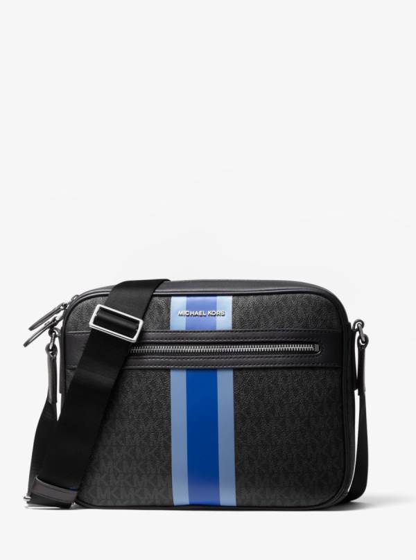 Panske Crossbody Kabelka Michael Kors Hudson Logo Stripe Camera Modre - Tasky Michael Kors Obchod | VJOZN-1390